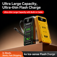 Chargeur portable Nouveau 20000mAh 22.5W Charge rapide Mini Power Bank Affichage LED 4 câbles intégrés Logo OEM Haute capacité 20000mAh