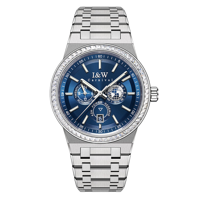 Luxury Brand for Switzerland I&W CARNIVAL Japan MIYOTA Men's Automatic Mechanical Sapphire Watch Waterproof Diamond Stainless