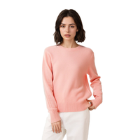 Femmes élégant coréen col rond pull en tricot pull 100% laine chaud solide décontracté tricoté hauts pour l'hiver
