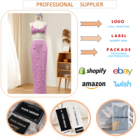 Ensemble 2 pièces tendance pour femme : débardeur tricoté sans manches à col halter avec motifs floraux 3D et jupe longue, idéal pour l'été et la plage