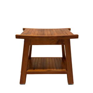 Tabouret de salle de bain double couche en teck 50,8x35,6x45,7cm, siège de douche en bois massif imperméable pour le bain et le changement de chaussures - Product Image 2