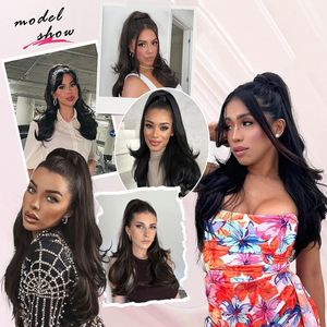 Extensión de pelo de cola de caballo ondulada <span class=keywords><strong>larga</strong></span> sintética Clip rizado en peluca envoltura alrededor de cola de caballo falsa suave para mujer - Product Image 6