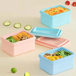 Wholesale Reusable Silicone Bento <b>Lunch</b> <b>Box</b> With Freezer Container Single <b>Compartment</b> Food Storage for Baby Kids - Product Image 1