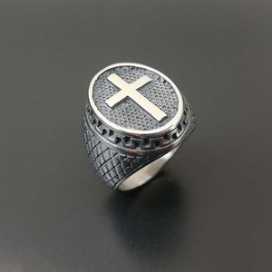 Men's Cross <b>Ring</b> <b>Titanium</b> Steel Polished Punk Style Gift Jewelry - Product Image 2