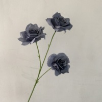 J-260702 Roses artificielles en soie à 3 têtes, sans feuilles, effet diamant, pour mariages, arrangements floraux, mur de fleurs cascade