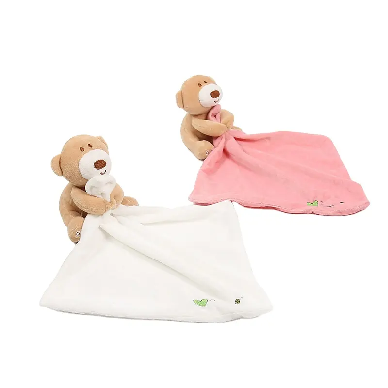 Toptan sakızlı ayı halı bebekler Hotsale sevimli yumuşak kadife ayı yatıştırıcı güvenlik havlu bebek rahatlatıcı havlu uyku arkadaş oyuncak