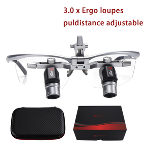 Lente d'ingrandimento binoculare chirurgica 3.0X Ergo con lampada frontale, Lenti d'ingrandimento dentali Ergo con faro, Lente d'ingrandimento universale per chirurgia - Product Image 1