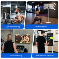 Pantalla Táctil Digital Android de 32 Pulgadas para Gimnasio, Pantalla Publicitaria, Monitor de Datos de Fitness con Batería y Soporte Plegable