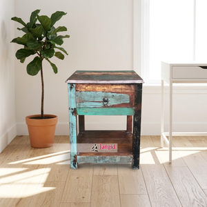 Reclaimed Wooden Bedroom Nightstands <b>Bedside</b> <b>Table</b> with <b>Antique</b> 1 Drawer Handcrafted For Living Room Hotel Room Factory Price - Product Image 1