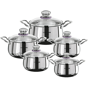 Ensemble de casseroles en acier inoxydable de luxe avec couvercle en verre, grande capacité, compatible induction, passe au lave-vaisselle, compatible gaz et induction - Product Image 1