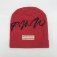 Unisex Custom Logo Beanie Hoed 3d Geborduurde Cartoon Fruit Karakter Patronen Warm Fuzzy Materiaal Voor Modieus Outdoor