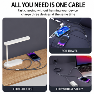 SUNGUY New Arrival Nylon 3 in 1 100W <b>USB</b> C Data Cable Type C Fast Charging Power Cable for Phone Latop and Car Use - Product Image 3