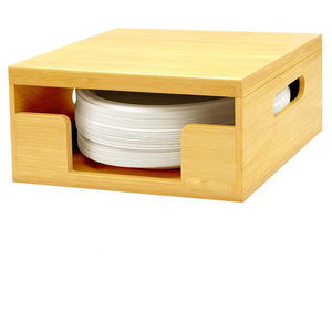 Bamboo Plate <b>Storage</b> <b>Box</b> Rectangle 18L Eco Friendly <b>Kitchen</b> Organizer Desktop <b>Storage</b> Bin Standing Type - Product Image 1