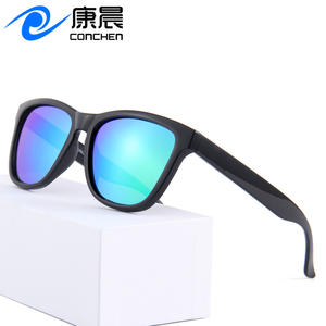 Lunettes de soleil polarisées unisexes Conchen, monture noire, verres bleus, protection UV400, pour la conduite, la pêche, les sorties, protection solaire, matériau PC TAC - Product Image 4