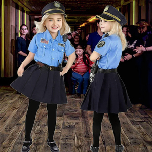Uniforme de Policía de Dibujos Animados para Niñas, Ropa de Actuación y Danza para Niños, Azul, Poliéster - Product Image 2