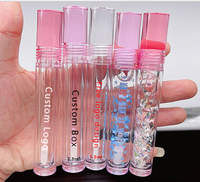 Tube à gloss transparent vide de 7,8 ml, emballage cosmétique personnalisé avec logo, tube à gloss rose avec boîte