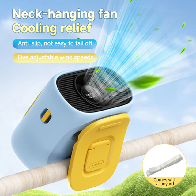 Clip-On Neck Fan 110g Wearable Portable Fan 4000mAh USB-C Rechargeable 5 Speeds Foldable Mini Handheld Fan for Outdoor & Car Use