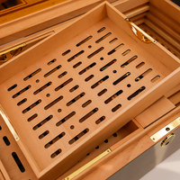 Humidor à cigares de luxe en bois de cèdre, finition peinture piano noire, résistant à l'humidité et aux chocs, capacité de stockage de 250 cigares, grande capacité