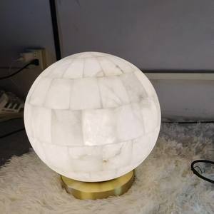 Lámpara de mesa de mármol lateral de alabastro decorativa para restaurante moderno, lámparas de mesa de lujo para sala de lectura, mesita de noche, sala de estar - Product Image 3