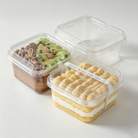 Boîte à gâteau en plastique transparent en gros avec couvercle à clipser, conteneur carré pour desserts, idéal pour les gâteaux à étages et l'emballage à emporter pour boulangeries