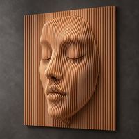 Art mural en bois paramétrique Wabi Sabi, sculpture abstraite 3D en lattes de bois massif, sculpture minimaliste pour hôtel