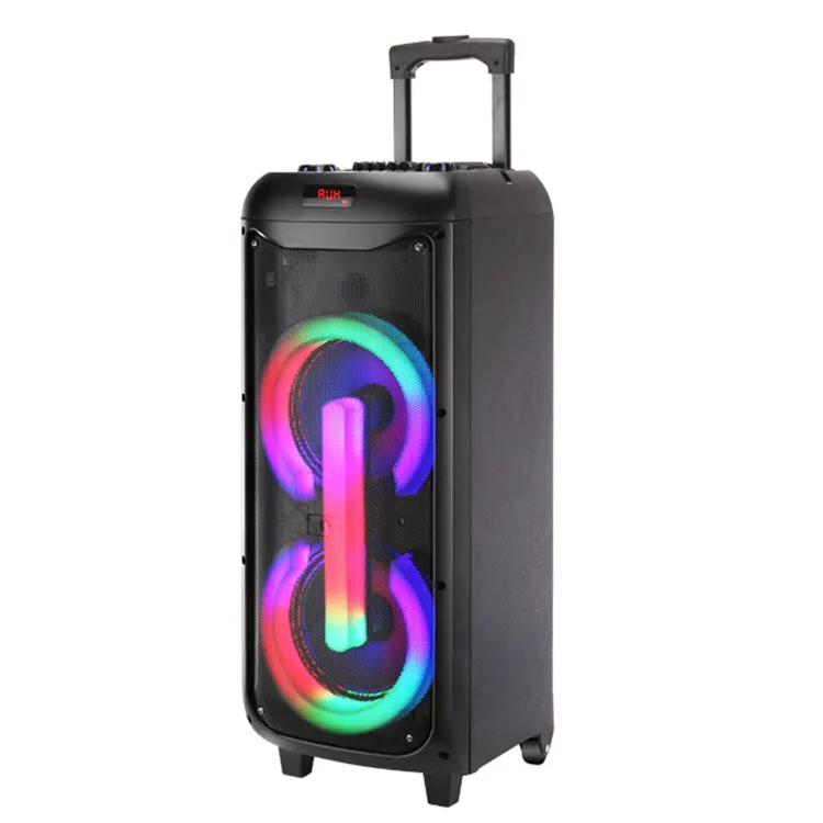 New Dual 8 inch new super heavy bass boosted sound box loud bluetooth speaker party box dj trolley speaker with mic for outdoor