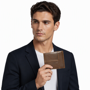 Portefeuille pour homme en cuir véritable antivol RFID, pince à billets, style court, couche supérieure en cuir de vache, multi-cartes, 2 plis, porte-monnaie <span class=keywords><strong>JSB</strong></span> - Product Image 3
