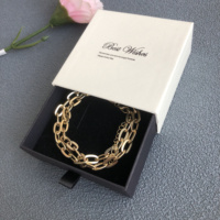 Boîte à bijoux en carton avec tiroir coulissant, collier, boucle d'oreille, bracelet, bague, emballage en papier cadeau personnalisé, avec logo