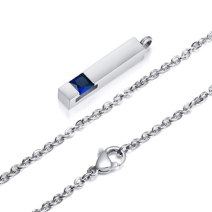 Vente d'usine Collier barre classique en acier inoxydable plaqué or avec cristal de zircone cubique, bijou funéraire urne pour cendres d'animaux de compagnie - Product Image 3