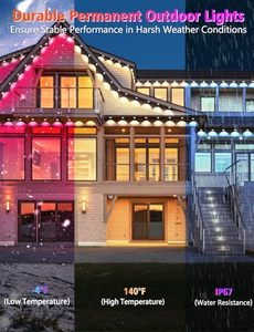 Éclairage de Noël extérieur permanent IP68 de 300, 400 et 500 pieds, Lumières de piste RGBW en forme de méduse 48V pour la maison - Product Image 5