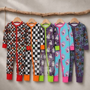 Pijamas de Bambú para Niños de Alta Calidad con Estampado de Halloween, 230 g/m², con Cierre YKK Bidireccional, Marca Whatnot, Gran Venta - Product Image 1