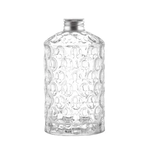 Whisky Glassolive huile bouteille en verre avec bouchon gin bouteille d'or bouteille d'alcool vodka estampage à chaud verre clair