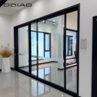 Puerta Corredera de Aluminio Ultra Delgada, Sin Aislamiento, de Alta Resistencia, con Vidrio Templado Visible y Resistente al Viento para Supermercado