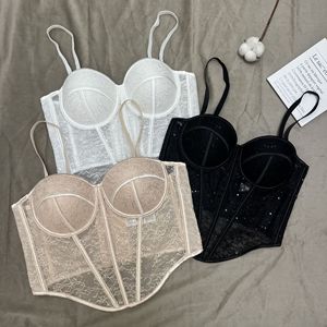 Wholesale Fashionable <strong>Sequined</strong> Lace Outer-Wear Corset Bustier <strong>Top</strong> Shapewear Mesh High-End Spaghetti Strap <strong>Bandeau</strong> for Female - Product Image 2