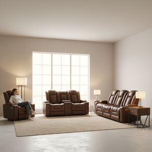 Sofá reclinable con altavoz Bluetooth, luz LED, reclinable eléctrico, juego de sillones reclinables de cuero de lujo, sofá eléctrico para sala de estar - Product Image 4