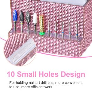 Rhinestone‑Encrusted Nail Tool Storage <b>Box</b> Desktop Organizer for Nail Drill Bits Nail <b>File</b> Nail Brush Manicure Desktop Decor - Product Image 3
