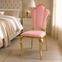 Chaise de banquet de luxe avec dossier en coquille, pieds en métal doré courbé, couleur de tissu personnalisée, siège rembourré ergonomique
