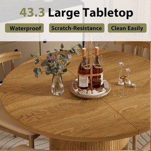 Cross-border extendable <b>folding</b> <b>dining</b> <b>table</b>, customizable <b>modern</b> minimalist style wooden kitchen round <b>table</b>, home <b>dining</b> room - Product Image 3