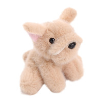 Mini porte-clés chien en peluche beige de qualité supérieure personnalisé animal assis vif porte-clés souple pour sac sac à main remplissage coton PP personnalisation ODM
