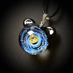 Pendentif en verre ours personnalisable Fashion Cosmic Starlight Style Romantique Bijoux pour enfants Pendentif & Charm