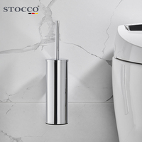 STOCCO Porte-brosse WC moderne chromé mural en acier inoxydable SUS304, ensemble de brosses de nettoyage WC, garantie 5 ans