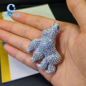 New Trend Iced Out Gorilla 925 <b>Silver</b> VVS Moissanite Men Pendant Necklace Hip Hop <b>Charm</b> Pass Diamond Test with GRA - Product Image 6