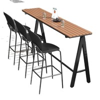 Ensemble table et chaises de bar minimaliste pour café en plein air, table haute pour espace de loisirs en patio, table longue et étroite pour balcon ou fenêtre