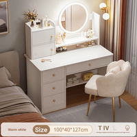 Commode/Coiffeuse moderne en bois avec miroir éclairé pour chambre à coucher – Meilleure vente