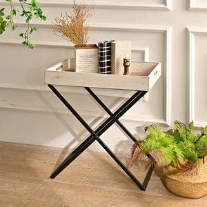 Table d'appoint rectangulaire en bois avec pieds en X, meuble d'appoint pour salon, design antique décoratif, durable pour la maison - Product Image 1