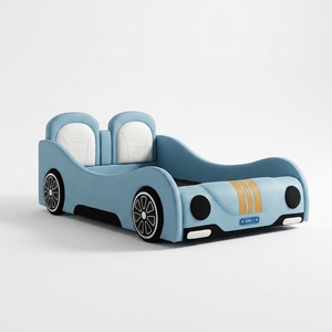 Modernes Blaues Rennwagen-Bett für Jungen Cartoon-Polsterbett Kinderbettgestell Hochwertige Kinderzimmermöbel - Product Image 6