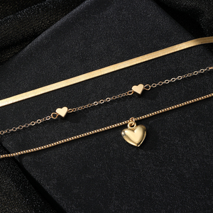 Nuovo Design di <span class=keywords><strong>serpente</strong></span> osso catena cuore <span class=keywords><strong>ciondolo</strong></span> <span class=keywords><strong>collana</strong></span> multistrato per le donne gioielli all'ingrosso - Product Image 3