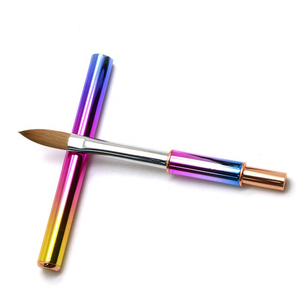 Pinceau à ongles en acrylique 100% Kolinsky avec manche arc-en-ciel, logo personnalisé OEM pour extension d'ongles en poudre acrylique - Product Image 1