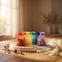Sacs en tulle métallisé brillant en polyester de haute qualité personnalisés en gros avec cordon de serrage pour bijoux et présentoirs cadeaux en organza