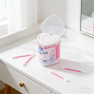 Biodegradable Ears <b>Makeup</b> Cleaning 100pcs/<b>Box</b> Cotton Buds pink stick Cotton swab with love <b>box</b> - Product Image 6